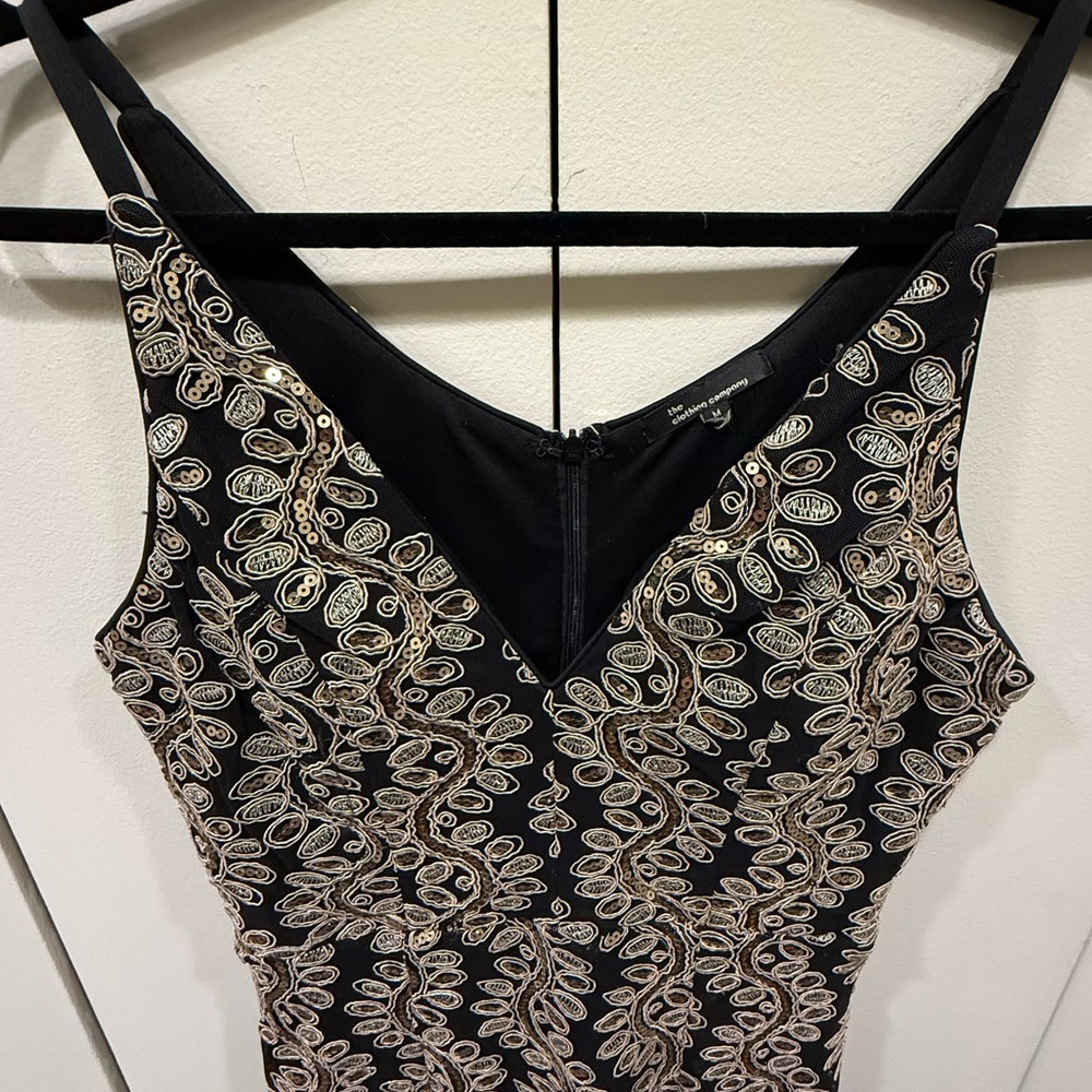 Embroidered Sequin Evening Gown